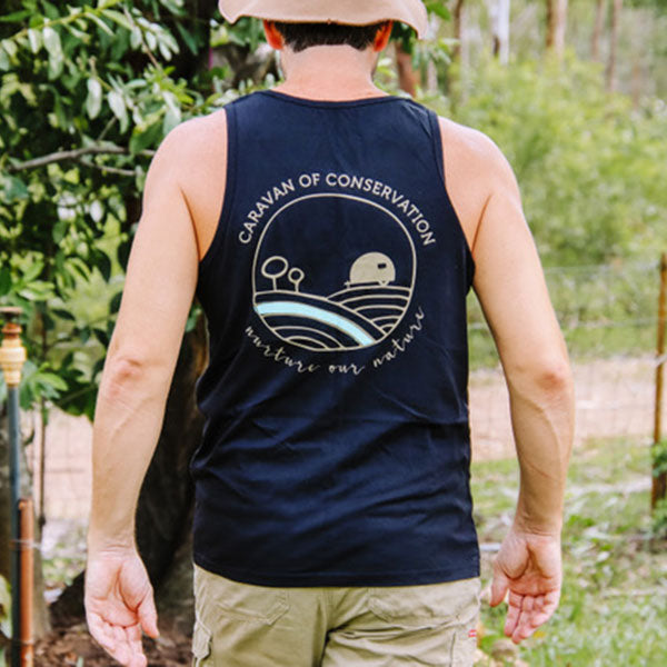 Organic Cotton Singlet Mens – Navy Blue